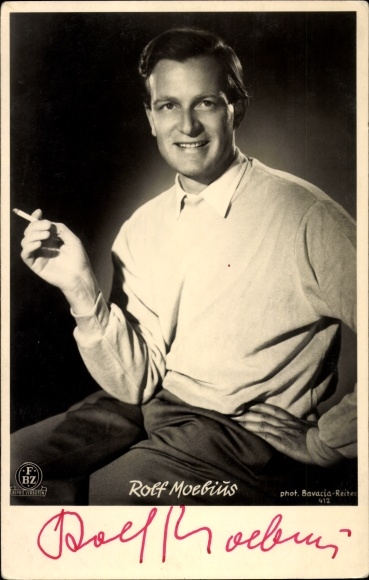 Schauspieler Rolf Moebius, Portrait, Zigarette, FBZ Verlag, Autogramm