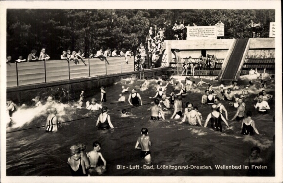 L&ouml;&szlig;nitz Radebeul Sachsen, L&ouml;&szlig;nitzgrund, Bilz Luft Bad, Wellenbad im Freien