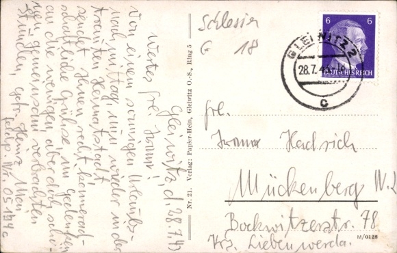 Gliwice Gleiwitz Oberschlesien, Wilhelmstra&szlig;e, Handlung Wagner, Nachtansicht, Kissling