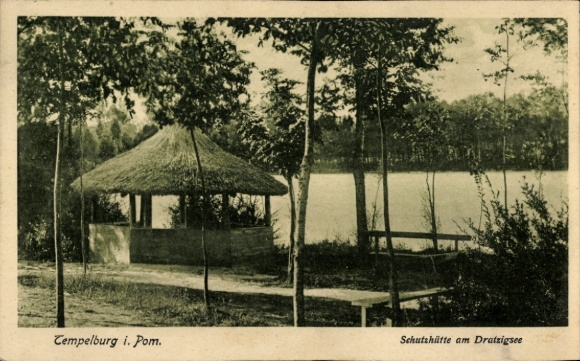Czaplinek Tempelburg Pommern, Schutzh&uuml;tte am Dratzigsee