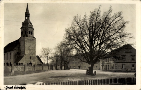 Gro&szlig; S&auml;rchen Lohsa in der Oberlausitz, Platz, Kirche