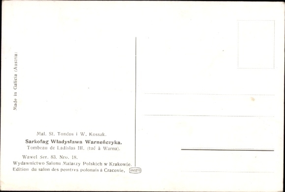 Kossak, W., Krak&oacute;w Krakau Polen, Sarkofag Wladyslawa Warnenczyka