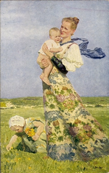 Bantzer, Dresden, Margarittentag 1911, Mutter mit Kindern