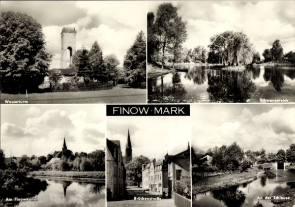 Finow Eberswalde im Kreis Barnim, Wasserturm, Schwanenteich, Schleuse