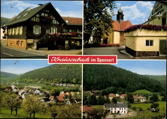 Krausenbach Dammbach im Spessart, Spessart-R&auml;uber-Sch&auml;nke, Kirche, Teilansichten