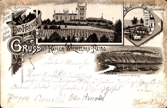 Bad K&ouml;sen Naumburg an der Saale, Kaiser Wilhelms-Burg, Barthel, Garten, Saal, Rudelsburg